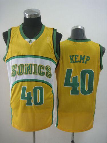 Thunder #40 Shawn Kemp Yellow SuperSonics Throwback Stitched NBA Jersey