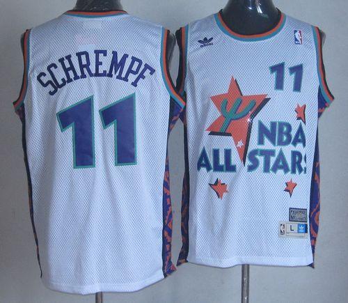 Thunder #11 Detlef Schrempf White 1995 All-Star Throwback Stitched NBA Jersey