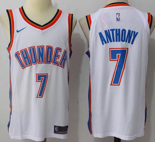 Nike Thunder #7 Carmelo Anthony White NBA Swingman Association Edition Jersey - Click Image to Close