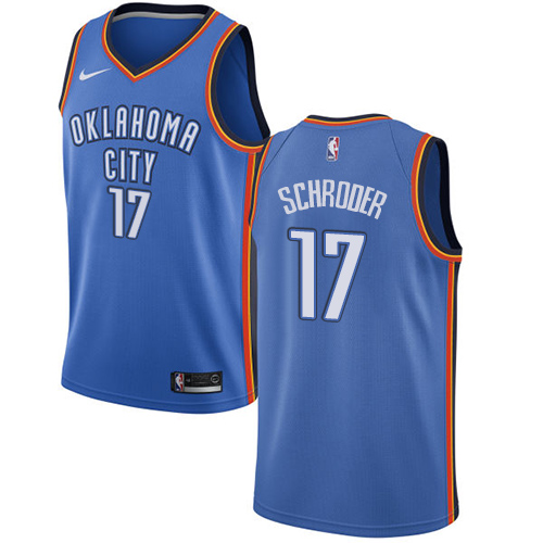 Nike Thunder #17 Dennis Schroder Blue NBA Swingman Icon Edition Jersey - Click Image to Close