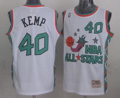 Mitchell And Ness Thunder #40 Shawn Kemp White 1996 All-Star Stitched NBA Jersey