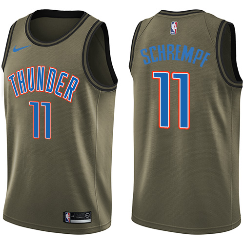 Nike Thunder #11 Detlef Schrempf Green Salute to Service NBA Swingman Jersey