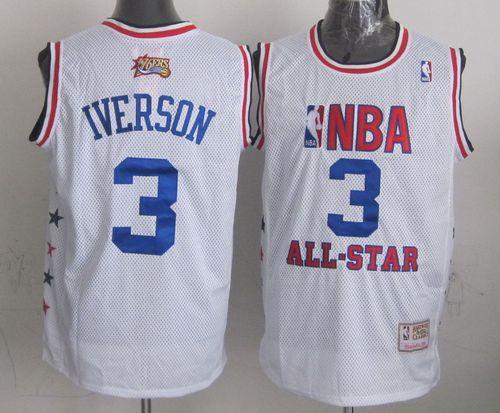 Mitchell And Ness 76ers #3 Allen Iverson White 2003 All-Star Stitched NBA Jersey