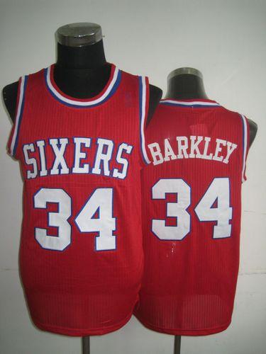 76ers #34 Charles Barkley Red Throwback Stitched NBA Jersey