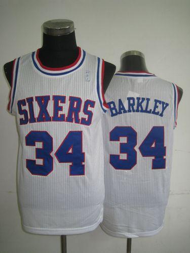 76ers #34 Charles Barkley White Throwback Stitched NBA Jersey