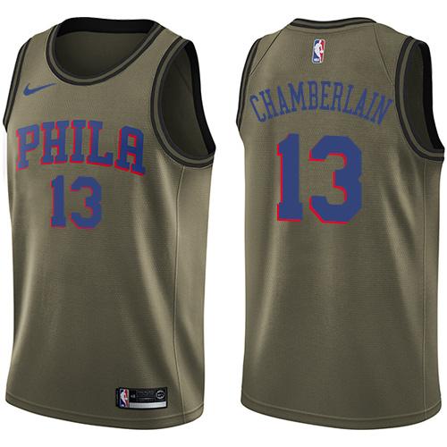 Nike 76ers #13 Wilt Chamberlain Green Salute to Service NBA Swingman Jersey