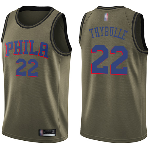 76ers #22 Mattise Thybulle Green Salute to Service Basketball Swingman Jersey