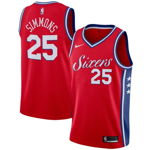 Nike 76ers #25 Ben Simmons Red NBA Swingman Statement Edition Jersey