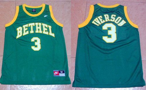 76ers #3 Allen Iverson Green Bethel High School Nike Stitched NBA Jersey