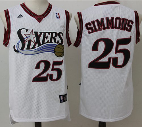 76ers #25 Ben Simmons White Throwback Stitched NBA Jersey