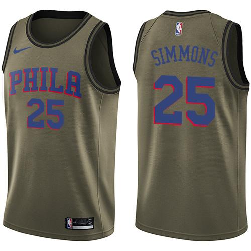 Nike 76ers #25 Ben Simmons Green Salute to Service NBA Swingman Jersey