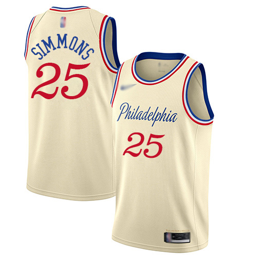 76ers #25 Ben Simmons Cream Basketball Swingman City Edition 2019/20 Jersey