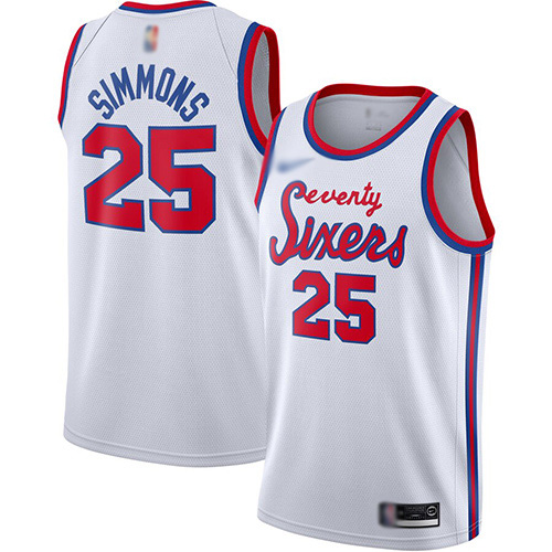 76ers #25 Ben Simmons White Basketball Swingman Hardwood Classics Jersey