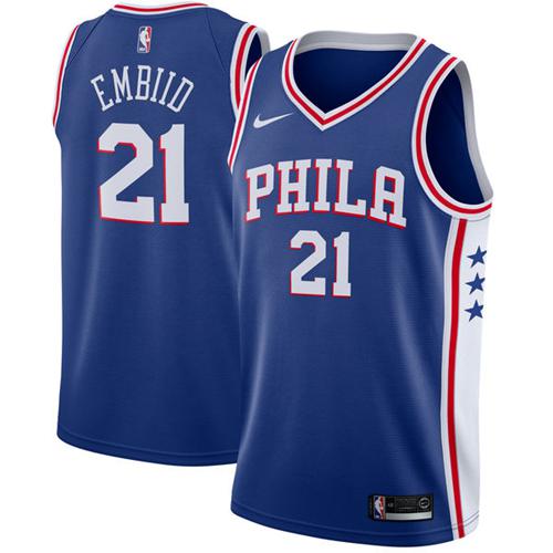 Nike 76ers #21 Joel Embiid Blue NBA Swingman Icon Edition Jersey