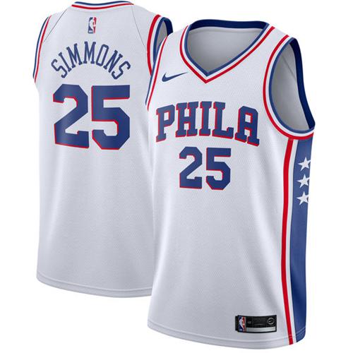 Nike 76ers #25 Ben Simmons White NBA Swingman Association Edition Jersey