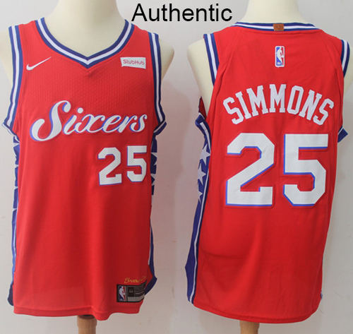 Nike 76ers #25 Ben Simmons Red NBA Authentic Statement Edition Jersey