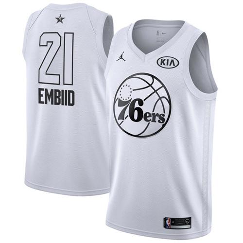 Nike 76ers #21 Joel Embiid White NBA Jordan Swingman 2018 All-Star Game Jersey