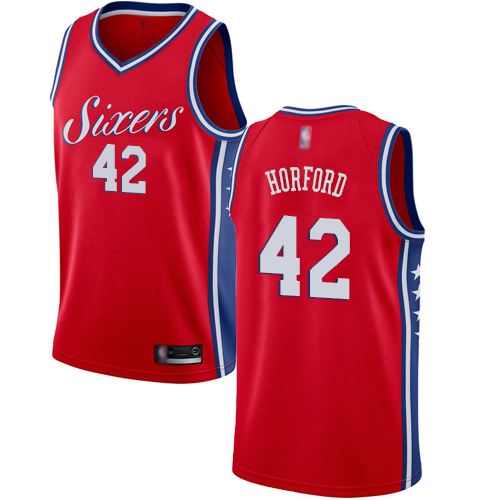 76ers #42 Al Horford Red Basketball Swingman Statement Edition Jersey - Click Image to Close