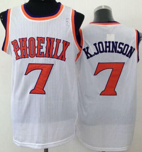 Suns #7 Kevin Johnson White New Throwback Stitched NBA Jersey