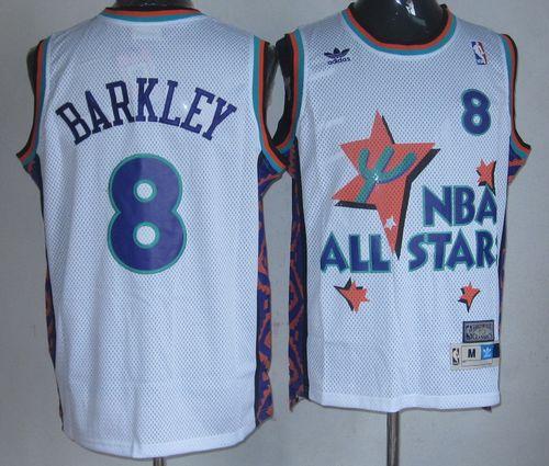 Suns #8 Charles Barkley White 1995 All-Star Throwback Stitched NBA Jersey