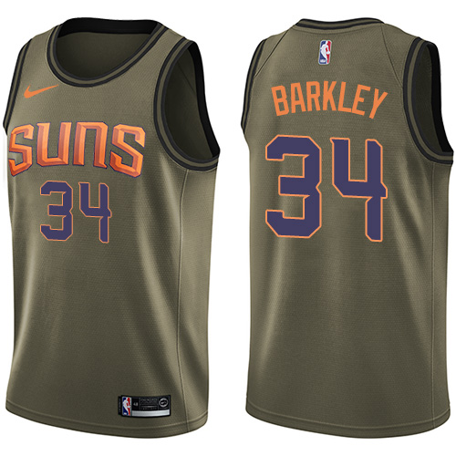 Nike Suns #34 Charles Barkley Green Salute to Service NBA Swingman Jersey