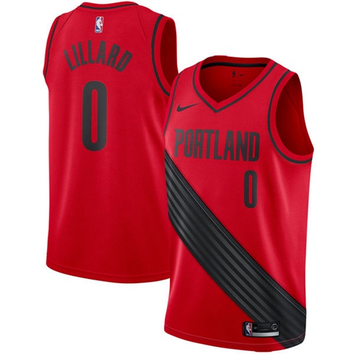 Nike Blazers #0 Damian Lillard Red Statement Edition NBA Swingman Jersey