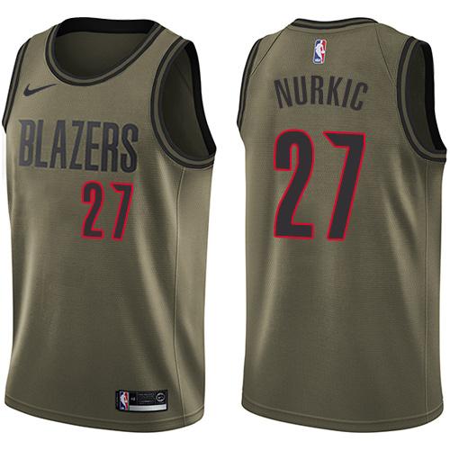 Nike Blazers #27 Jusuf Nurkic Green Salute to Service NBA Swingman Jersey