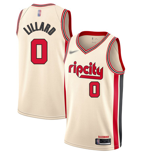 Blazers #0 Damian Lillard Cream Basketball Swingman City Edition 2019/20 Jersey