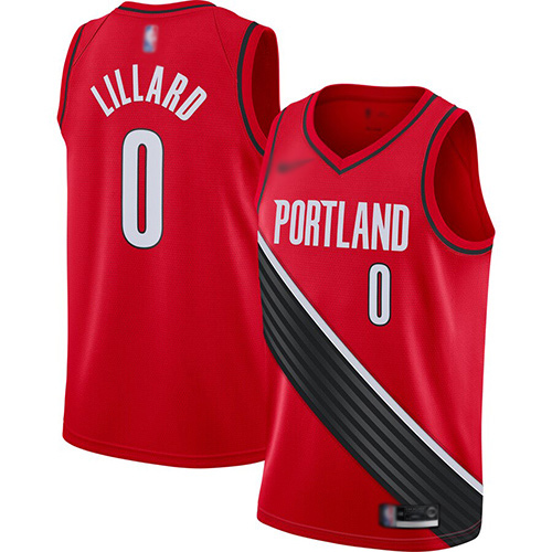 Blazers #0 Damian Lillard Red Basketball Swingman Statement Edition 2019/2020 Jersey