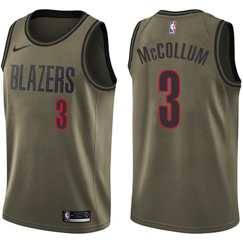 Nike Blazers #3 C.J. McCollum Green Salute to Service NBA Swingman Jersey