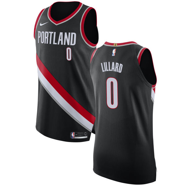 Nike Blazers #0 Damian Lillard Black NBA Authentic Icon Edition Jersey