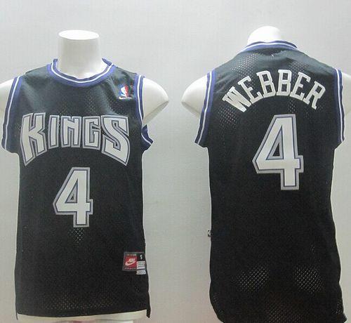 Kings #4 Chris Webber Black Throwback Stitched NBA Jersey - Click Image to Close