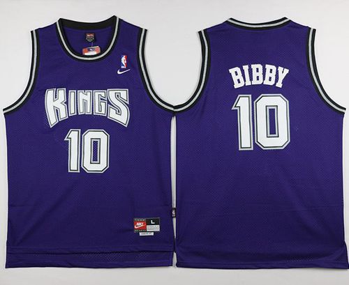 Kings #10 Mike Bibby Purple Throwback Stitched NBA Jersey