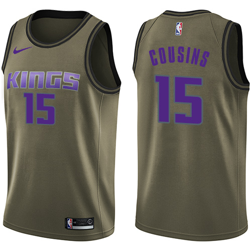 Nike Kings #15 DeMarcus Cousins Green Salute to Service NBA Swingman Jersey