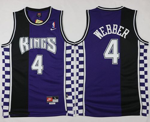 Kings #4 Chris Webber Purple/Black Throwback Stitched NBA Jersey