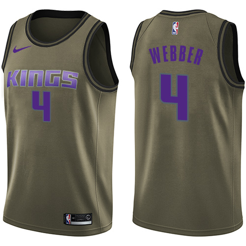 Nike Kings #4 Chris Webber Green Salute to Service NBA Swingman Jersey