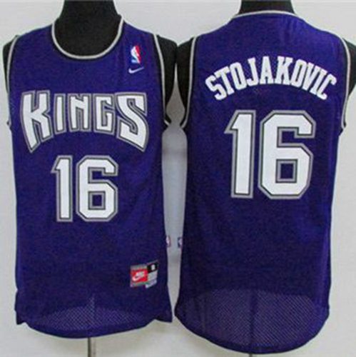 Kings #16 Peja Stojakovic Purple Throwback Stitched NBA Jersey - Click Image to Close