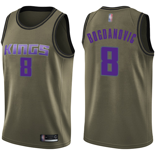 Kings #8 Bogdan Bogdanovic Green Basketball Swingman Salute to Service Jersey