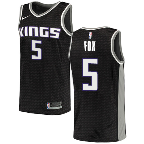 Kings #5 De'Aaron Fox Black Basketball Swingman Statement Edition Jersey