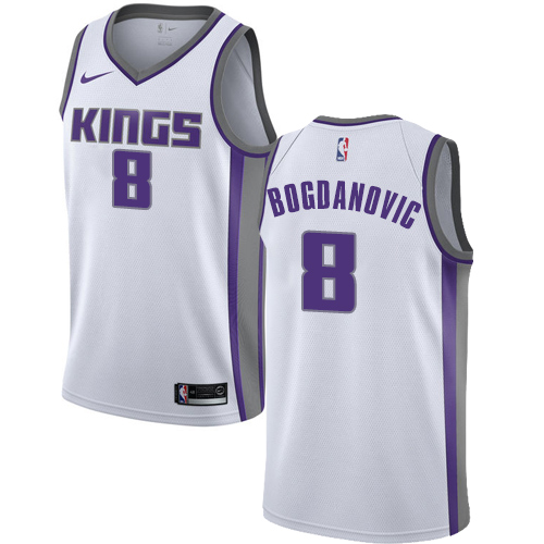 Kings #8 Bogdan Bogdanovic White Basketball Swingman Association Edition Jersey - Click Image to Close