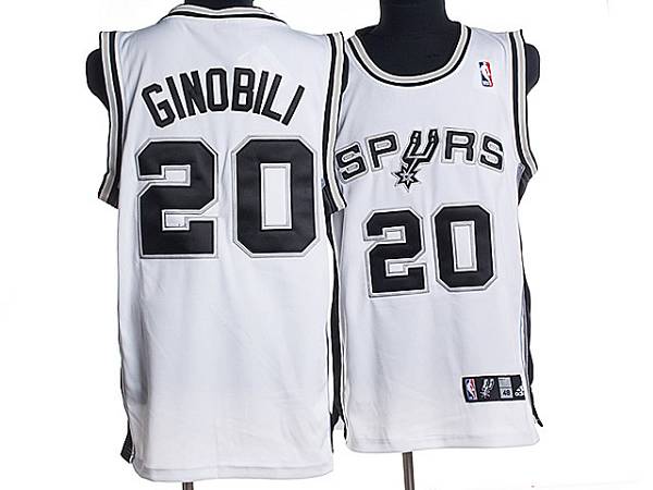 Spurs #20 Manu Ginobili Stitched White NBA Jersey - Click Image to Close