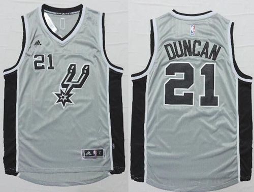 Spurs #21 Tim Duncan Grey Alternate Stitched NBA Jersey