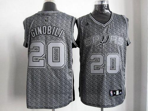 Spurs #20 Manu Ginobili Grey Static Fashion Stitched NBA Jersey - Click Image to Close