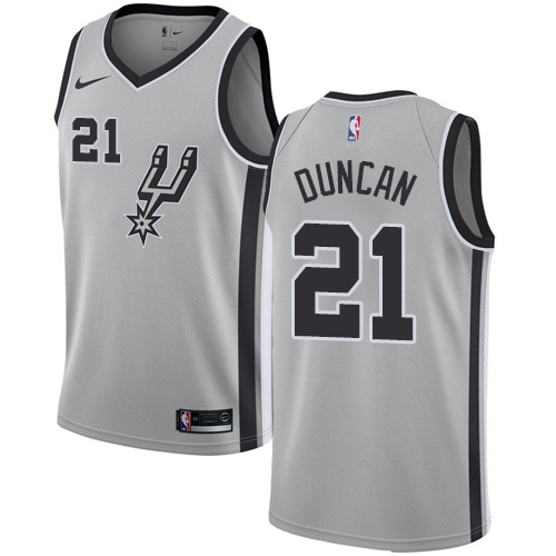 Nike Spurs #21 Tim Duncan Silver NBA Swingman Statement Edition Jersey