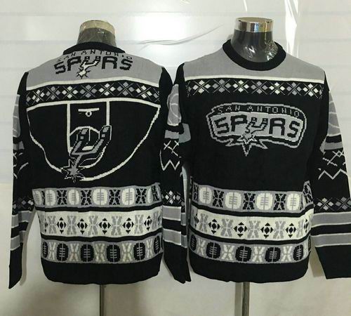 San Antonio Spurs Black Men's NBA Ugly Sweater - Click Image to Close