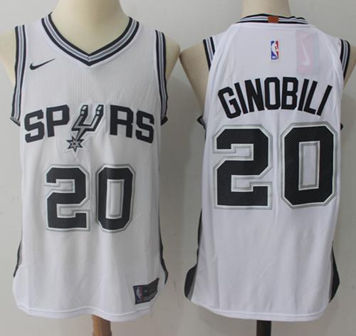 Nike Spurs #20 Manu Ginobili White NBA Swingman Association Edition Jersey - Click Image to Close