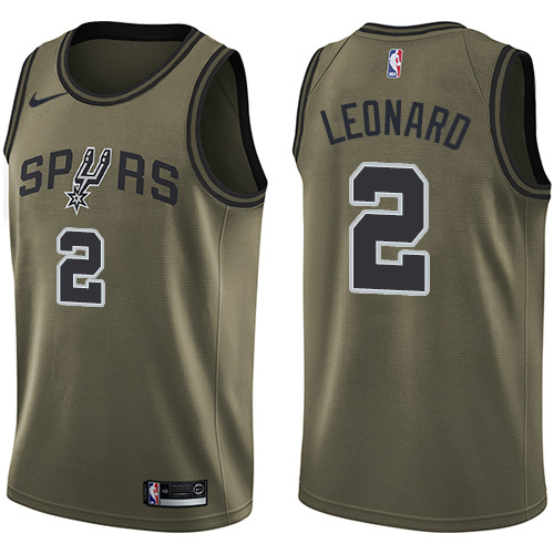 Nike Spurs #2 Kawhi Leonard Green Salute to Service NBA Swingman Jersey