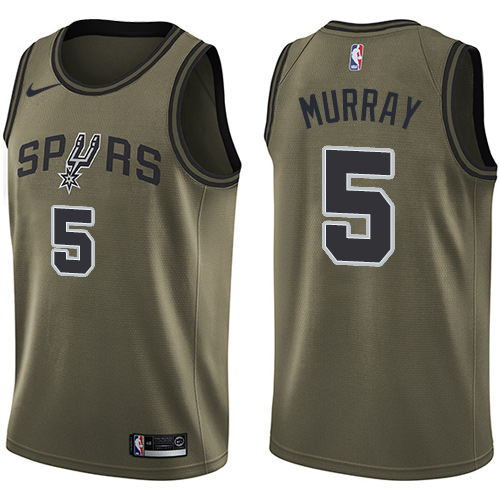 Nike Spurs #5 Dejounte Murray Green Salute to Service NBA Swingman Jersey