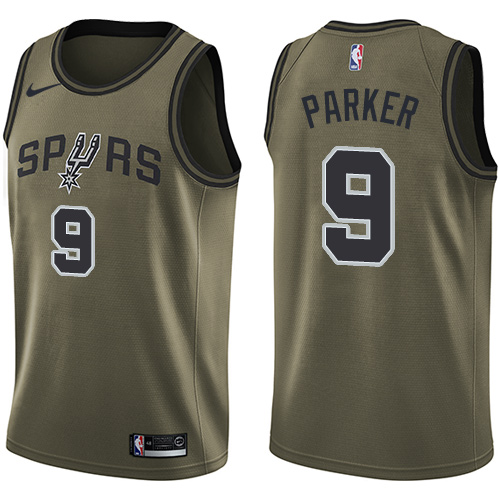 Nike Spurs #9 Tony Parker Green Salute to Service NBA Swingman Jersey