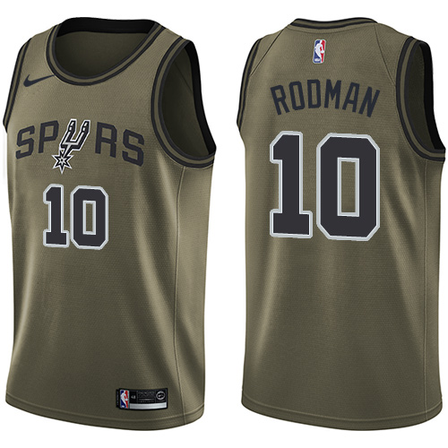 Nike Spurs #10 Dennis Rodman Green Salute to Service NBA Swingman Jersey